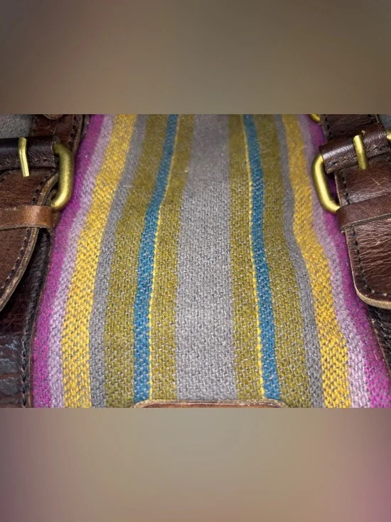 Vintage Fossil Striped Fabric Crossbody with Brown Leather Trim (set of 2) - Picture 9 of 16